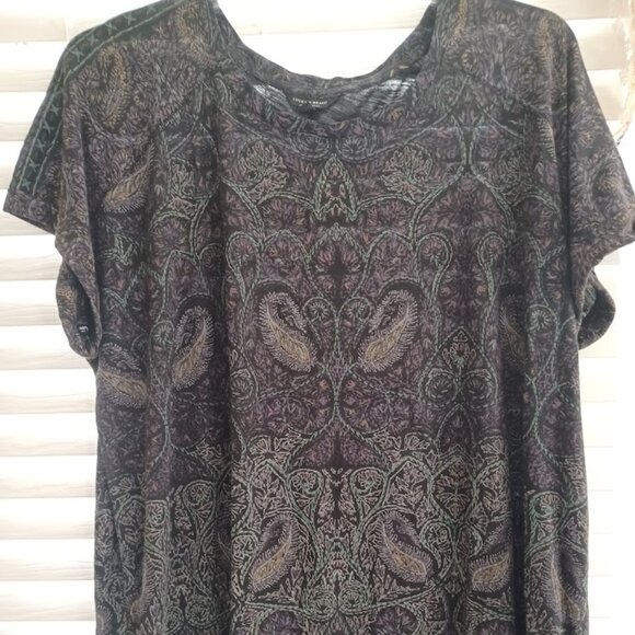 Lucky Brand Women’s 3X Boho Paisley Print Modal Cotton Top Short Sleeve - Picture 1 of 9